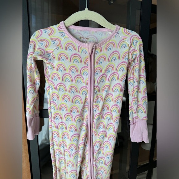 Little Sleepies pastel rainbows print footies zippy pajamas sleeper baby girl - Picture 3 of 7
